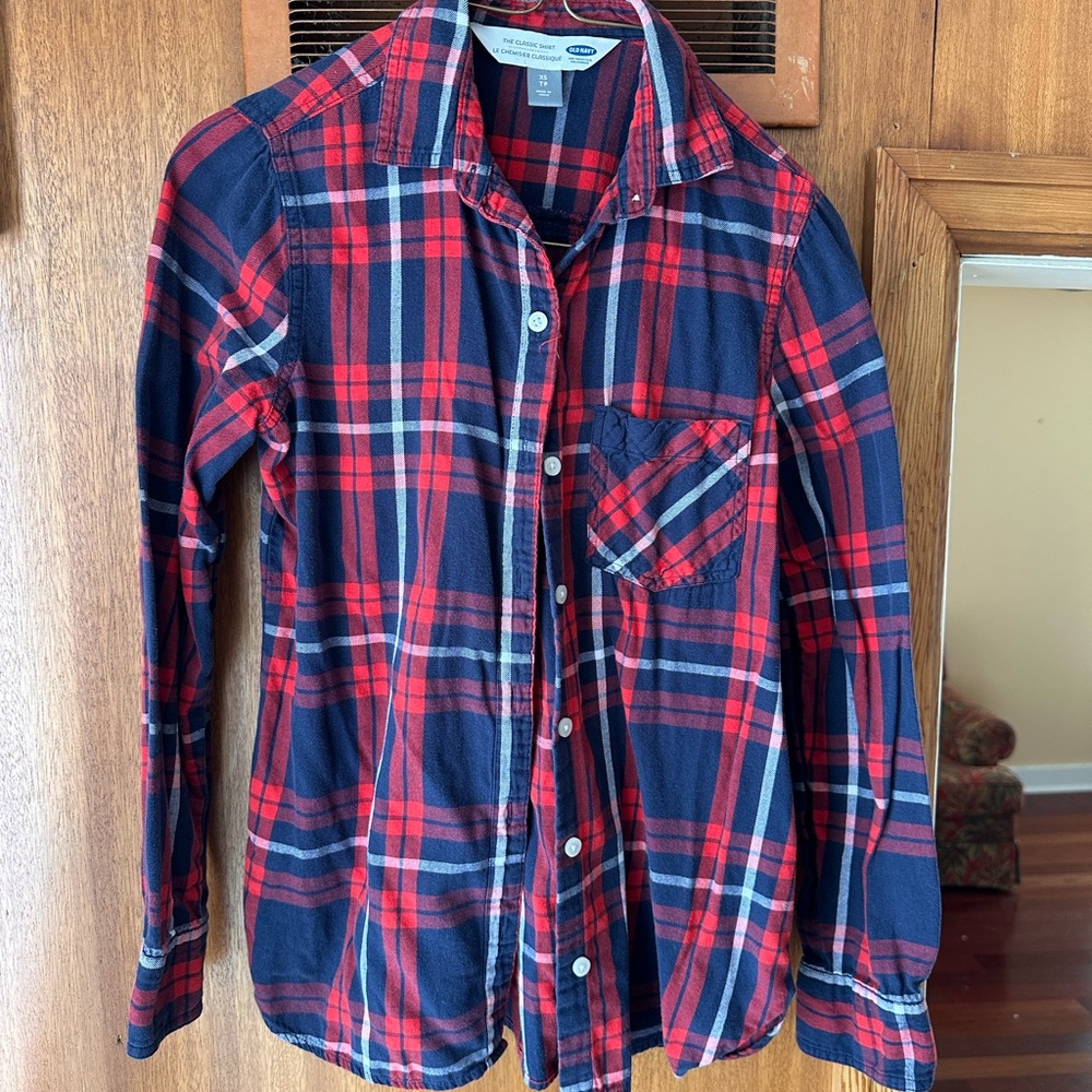 Old Navy Red and Blue Plaid Casual Shirt
